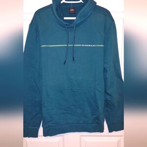 Oakley Teal Hoodie with Green Stripe Logo – Size XL